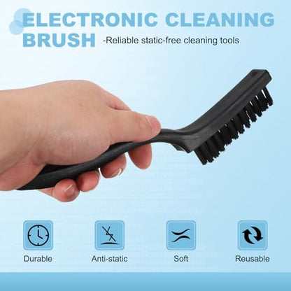 PATIKIL ESD Brush, 3Pcs Electronic Cleaning Brush Set with Tweezers Anti Static Cleaning Tools Plastic Pointed Tip Nylon for PCB Computer Keyboard Camera 3D Printers, 20x97mm Bristles