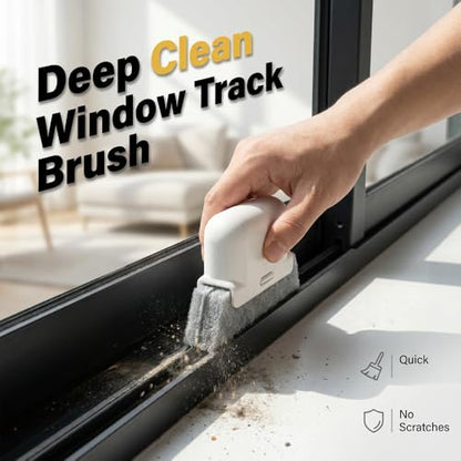2026 New Magic Window Track Cleaner Set – Handheld Multipurpose Cleaning Brush Windows Screen Brush for Window Grooves, Tile Grout Lines, Shutter Slats, Car AC Vents & Narrow Gaps (Yellow Set) - color: Yellow Set