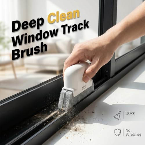 2026 New Magic Window Track Cleaner Set – Handheld Multipurpose Cleaning Brush Windows Screen Brush for Window Grooves, Tile Grout Lines, Shutter Slats, Car AC Vents & Narrow Gaps (3pcs Grey) - color: 3pcs Grey