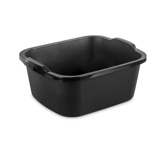 Plastic Wash Tub Dishpan Basin and Foot Bath for Soaking Feet, Laundry Hand Wash Bucket, Dish Pans for Washing and Storage Cleaning Supplies - 18 Qt - Heavy Duty Black