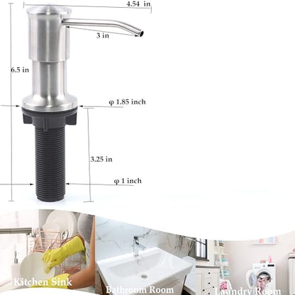 Sink Soap Dispenser Pump Brushed Nickel Built in Kitchen Counter Dish Soap Dispenser with 41" Extension Tube for Bathroom RV Under Sink Hand Soap Lotion Pump - color: Silver