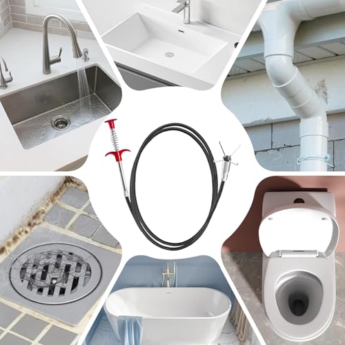 32 Inch Flexible Drain Snake Hair Remover Tool, 4-Claw Grabber Drain Cleaner for Sink, Shower & Bathtub Clogs - style: 32 IN