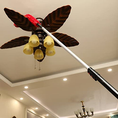 20 Foot High Reach Dusting Kit with 5-12 Foot Extension Pole // High Ceiling Duster with Telescopic Pole // Cobweb Microfiber Duster // Outdoor & Indoor Extendable Duster Cleaning Kit - size: 12 feet