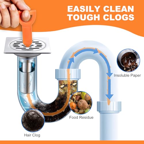 Drain Snake Clog Remover - 4 Pack 20 Inch Flexible Hair Drain Removal Tool for Sink, Shower, Tub & Toilet, Drain Cleaner with Grip Handle - Easy Use Kitchen & Bathroom Drain Opener - style: Drain Snake 4pcs
