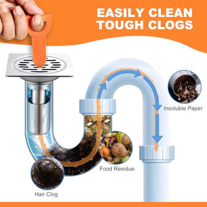 Drain Snake Clog Remover - 4 Pack 20 Inch Flexible Hair Drain Removal Tool for Sink, Shower, Tub & Toilet, Drain Cleaner with Grip Handle - Easy Use Kitchen & Bathroom Drain Opener - style: Drain Snake 4pcs