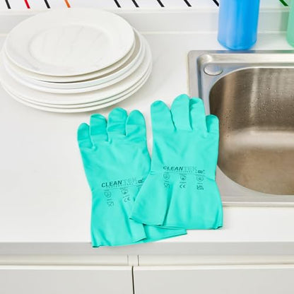 Restaurantware Green Cleaning Gloves 10 Pairs 15 Mil Thick Extra Large Heavy-Duty Nitrile Gloves With Long Cuff No-Latex Flock Lining For Use In Hospitals, Commercial Kitchens and Households - color: Green, size: 10/Extra large