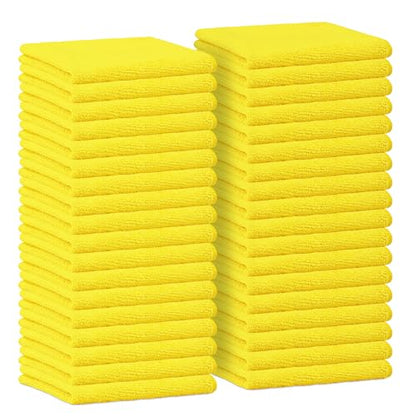 Yellow Microfiber Towels (Value Pack of 36) Size 16x16 Inches - Highly Absorbent Cleaning Rags, Lint Free Towels, Reusable and Washable, Microfiber Cleaning Cloths - color: Yellow