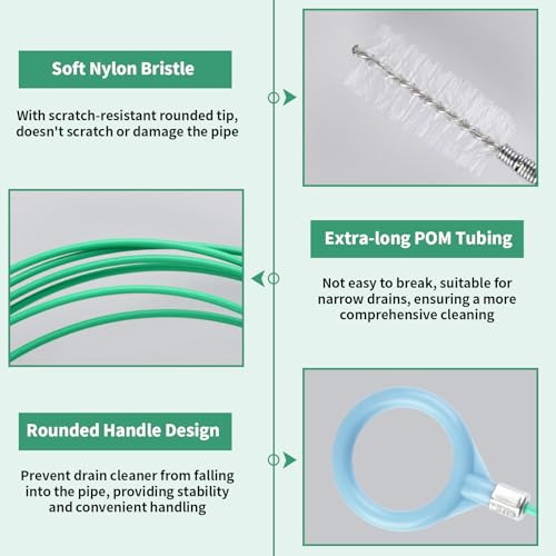 3 pcs Auto Sunroof Drain Cleaning Tool, 120 Inch Long Flexible Tube Cleaning Brush, Drain Brush Pipe Cleaners for Car Sunroof Windshield Wiper Drain Hole