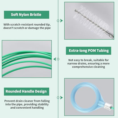 3 pcs Auto Sunroof Drain Cleaning Tool, 120 Inch Long Flexible Tube Cleaning Brush, Drain Brush Pipe Cleaners for Car Sunroof Windshield Wiper Drain Hole