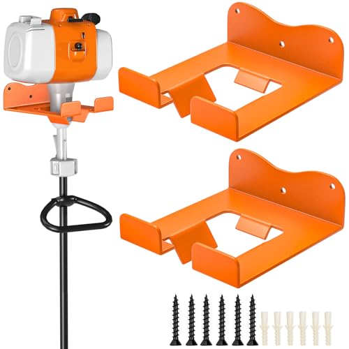 Weed Eater Hanger Garage Organizer Trimmer Rack, Garden Power Tool Hanger Weed Whackers Holder, Hedge Trimmer Wall Mounted for Grass Trimmer Hedge Trimmer Leaf Blower Chainsaw (Orange-2Pcs) - color: Orange-2Pcs