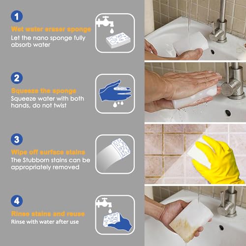 10Pack Melamine Sponges for Multi-Purpose Cleaning - Tough, Durable Magic Sponge Erasers for Use on Sinks, Kitchen, Bathrooms, Walls, Floors, Bathtubs, Shoes, Furniture, Cars - Won't Rip Easily. - color: 10pc