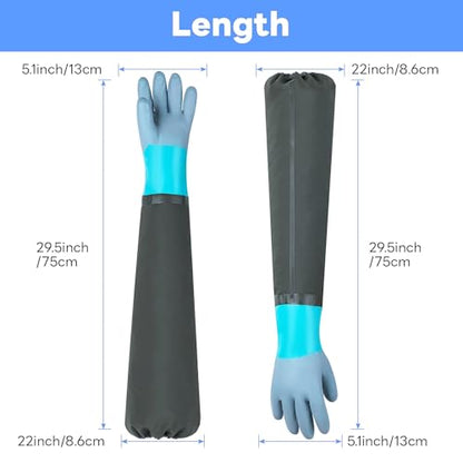 Full Arm Pond Gloves with Fleece lining Extra Long Waterproof Gloves for Pond Cleaning Care/Machinery Industry 30-inch - color: Green
