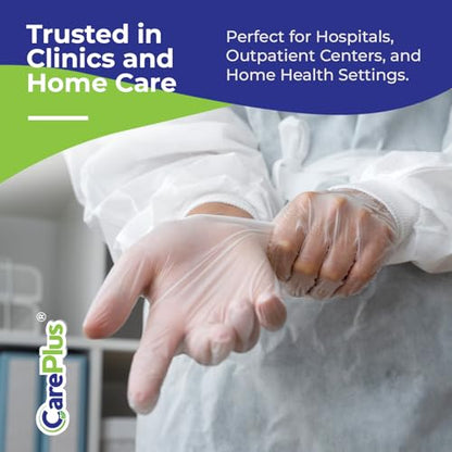 CARE PLUS Latex-Free Vinyl Gloves Clear Medium Size 100 Count | Heavy Duty, Non-Sterile, Powder-Free, Rubber | Food Prep, Kitchen & Cleaning Gloves, Ideal for Professional Use - color: Vinyl Clear, size: Medium