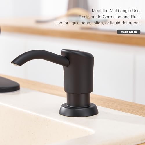 GAGALIFE Built in Sink Soap Dispenser or Lotion Dispenser for Kitchen Sink, Matte Black ABS Pump Head, with 17 Ounce PET Large Soap Bottle - color: Matte Black