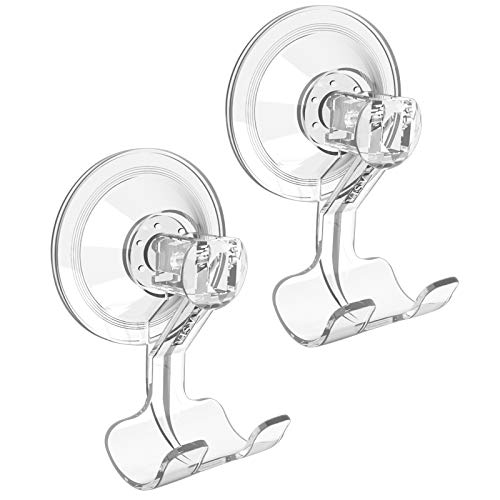 VIS'V Shower Suction Cup Razor Holder for His and Hers, Clear, 2 Pcs | Removable and Reusable, Clear Invisible Design, Locking Suction Technology, Dual Vacuum Suction, Fit for Smooth Flat Surfaces