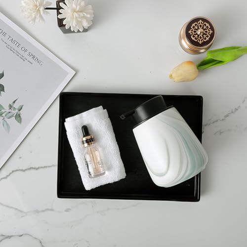 12Oz Foam Hand Soap Dispenser - Modern Ceramic Foaming Soap Dispenser with Easy-to-Press Pump, Reusable and Refillable Liquid Dish Soap Dispensers for Bathroom & Kitchen, Marble Green - color: Marble Green, style: Foam Pump