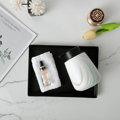12Oz Ceramic Liquid Soap Dispenser - Modern Lotion Hand Soap Dispenser with Easy-to-Press Black Pump, Reusable and Refillable Dish Soap Dispensers for Bathroom & Kitchen, Marble Green - color: Marble Green, style: Liquid Pump