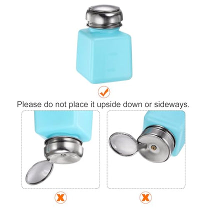 HARFINGTON Solvent Alcohol Dispensers 100ml(3.4oz) Push Down Liquid Dispenser Pump Bottle with Sealing Stainless Steel Lid for Acetone Cleanser Polish Remover, Blue - color: Blue, size: 3.4 Ounces