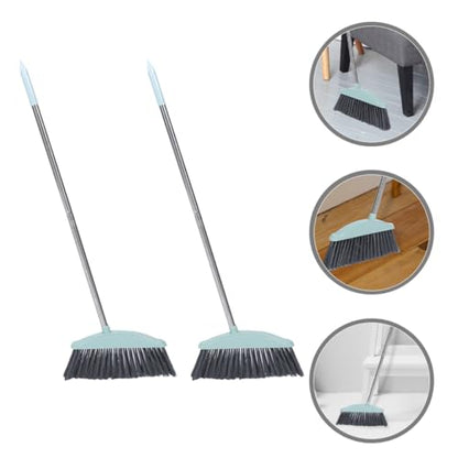 Cabilock 2pcs Broom Heads Wide Scrub Broom Handle Stainless Steel Rod for Indoor Outdoor Cleaning - color: Blue