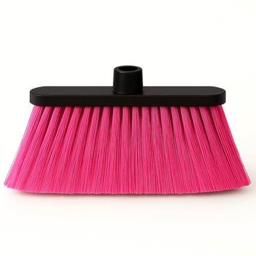 ALMA Pink 14" Lightweight Push Broom Head – Soft Sweep Flagged Tips – Universal 7/8" Thread – Indoor Cleaning – Recycled PP (Pink, ALMA) - color: Pink, size: ALMA