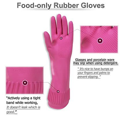 Kitchenware Mamison Quality Rubber Gloves Pink Size M, Waterproof Rubber Gloves 1 Pairs, Korean Home and Improvement Brand
