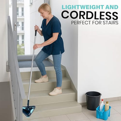 Zippi Sweeper Max - 2025 Version Lightweight Sweeper, Triangular Design Allows for Sweeping in Corners, Perfect for Short Carpet Hardwood and Tile, LED Light, 1 Hr Cleaning Time - style: Zippi Sweeper Max