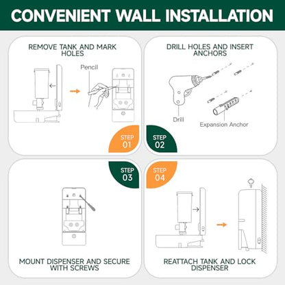 anydry Manual Liquid Soap Dispenser Wall Mount, 27oz (800 ml) Large Capacity for Commercial Bathroom - color: White
