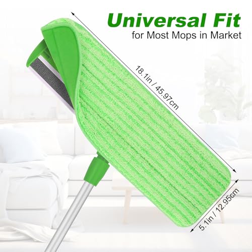 10 Pack Microfiber Cleaning Mop Pads Compatible with Bona Mops, 18-Inch Reusable & Washable Replacement Pads, Wet & Dry Mop Pads for Hardwood, Tile & Multi-Surface Floors
