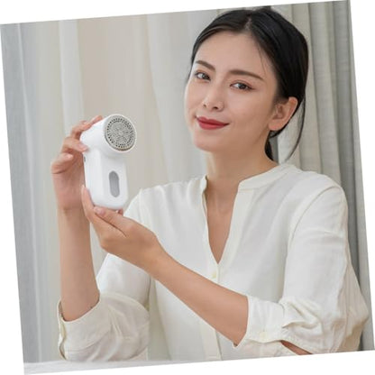 USB Rechargeable Fabric Shaver Sweater Pilling Remover Lint Trimmer Portable Electric Lint Eraser for Clothes Coats Pet Fur and Upholstery with Abs Material Battery Operated White