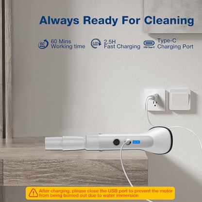Electric Spin Scrubber, 2024 New Cordless Cleaning Brush，2-Speed Adjustable,Shower Scrubber for Bathroom Car Floor Tile Cleaning Squeegees