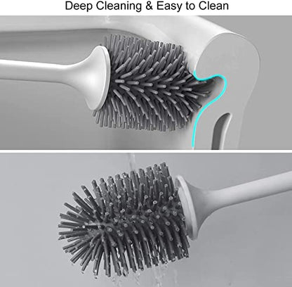 Lefree 3 Pack Silicone Toilet Bowl Brush and Holder Set with Ventilated Holder, Floor Standing & Wall Mounted Toilet Scrubber - color: Black, size: 3 Pack
