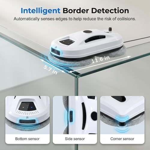 2026 New Automatic Window Cleaning Robot, Robot Window Cleaner with AI Intelligent Positioning & Edge Detection & 2800Pa Suction, Anti-Drop Safety for High-Rise Glass & Large Bay Windows (1Set) - color: 1set