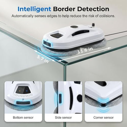 2026 New Automatic Window Cleaning Robot, Robot Window Cleaner with AI Intelligent Positioning & Edge Detection & 2800Pa Suction, Anti-Drop Safety for High-Rise Glass & Large Bay Windows (1Set) - color: 1set