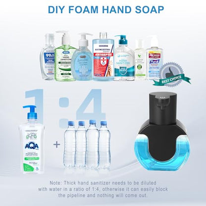 Automatic Soap Dispenser Touchless,14.2oz/420ML Auto Liquid Soap Dispenser,Rechargeabled Wall Mounted Smart Pump for Bathroom Kitchen,Black - color: Black, style: Foam