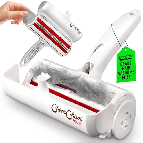 ChomChom Roller Pet Hair Remover – Original Size Reusable Lint Roller for Cat & Dog Hair on Furniture, Couch, Carpet, Car, Rugs & Bedding – Portable, Eco-Friendly (White) - color: White Classic