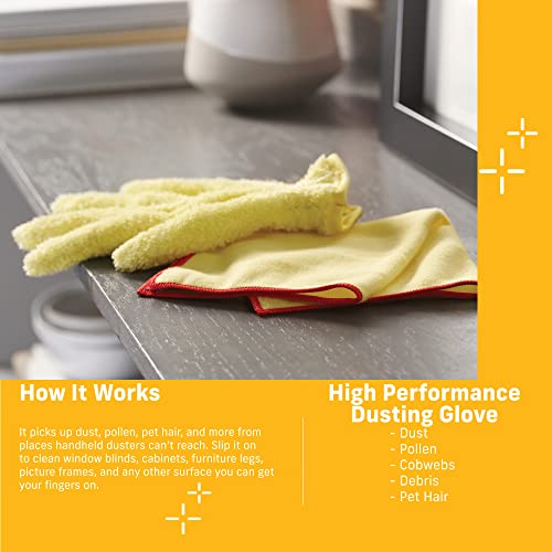 E-Cloth High Performance Dusting Glove - Reusable Microfiber Dusting Glove for House Cleaning, Washable Mitt for Dust, Pet Fur, Furniture, Blinds, Wood, Kitchens, & Household Surfaces - 1 Pack - size: Old Version