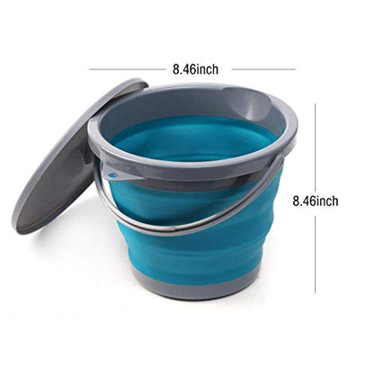 Ahyuan Collapsible Water Bucket with Locking Lid Multifunction Foldable Round Tub Water Pot Portable Water Pail Space Saving Water Container for RV, Camping, Marine, Outdoor Activities and Home (Blue) - color: Blue,green