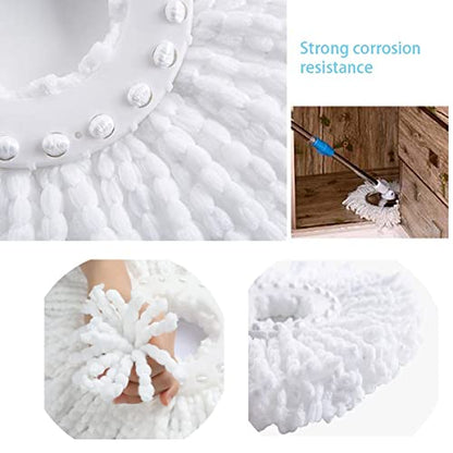5 PCS Microfiber Replacement Mop Head Spin Mop Head Replacement 5-Pack, Microfiber Refill Heads Universal for 360 Spin Magic Mopping, Round Shape Standard Size White