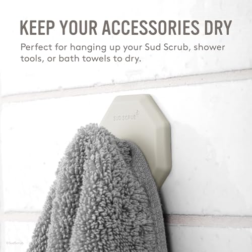 Sud Scrub® Antimicrobial Shower Hook, Self Adhesive Hooks for Shower Wall, Heavy Duty Removable Wall Hooks, Stick On Hooks for Hanging, Bathroom Towel Hook (Clay) - color: Clay