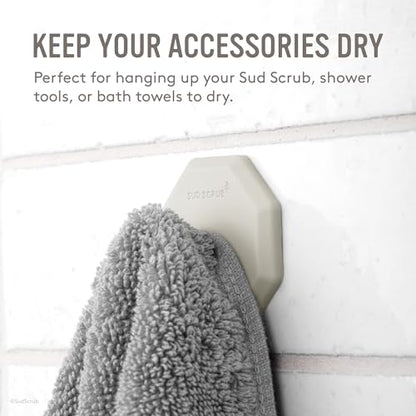 Sud Scrub® Antimicrobial Shower Hook, Self Adhesive Hooks for Shower Wall, Heavy Duty Removable Wall Hooks, Stick On Hooks for Hanging, Bathroom Towel Hook (Clay) - color: Clay
