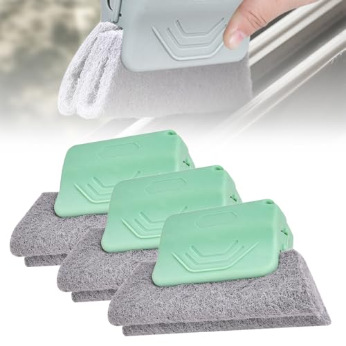 Magic Window Track Cleaner, 2025 Upgraded Handheld Cleaning Brush Set, for Window Slides Grooves, Tile Grout Lines, Shutter Slats, Car AC Vents & Narrow Gaps (Green 3PCS) - color: Green 3pcs