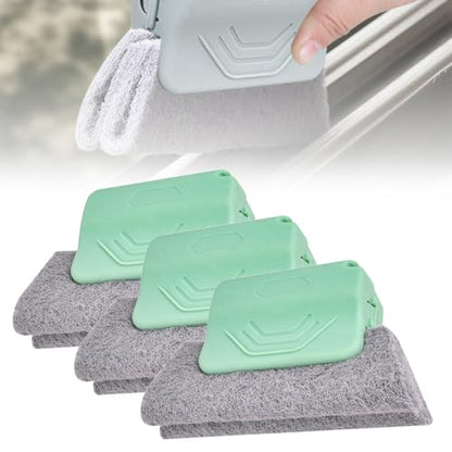 Magic Window Track Cleaner, 2025 Upgraded Handheld Cleaning Brush Set, for Window Slides Grooves, Tile Grout Lines, Shutter Slats, Car AC Vents & Narrow Gaps (Green 3PCS) - color: Green 3pcs