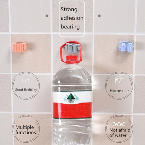 Broom and Mop Holder Clip 4 Pcs Mop Broom Wall Mounted Heavy Duty with Plastic Hooks Hanger No Drilling Mop Gripper for Home Bathroom Kitchen (Gray) - color: Gray