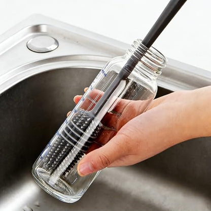 Flexible Silicone Cup Brush – Long-Handle Tool for Deep Cleaning Bottles & Narrow Necks-Grey