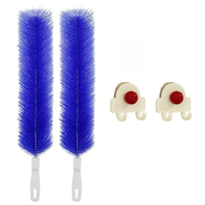 2Pcs Flexible Duster with Bendable Microfiber Head, Reusable Dust Remover, Fan Brush Cleaner for Ceiling Fans, Blinds, Furniture, Cars, Home Cleaning Tool with Soft Washable Fiber Head (Blue*2) - color: Blue*2