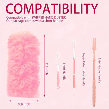 Pink Duster Refill for Swiffer Duster, 30 Count Heavy Duty Duster Refills with 1 Handle, 360 Dusters Refills Kit with 5X Microfibers, Disposable Dusters for Cleaning, Home, Office - color: 30 Count & 1 Handle (Pink)