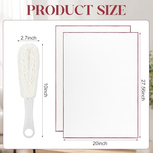 3 Pcs Wine Glass Cleaner Set Large Microfiber Polishing Cloths Wine Glass Cleaning Brush Lint-Free Drying Towels for Stemware Glassware Bar Restaurant Kitchen Supplies(White) - color: White