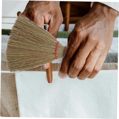 NUOBESTY Hand Broom and Dustpan with High-Density Miscanthus Bristle Brush Lightweight Sweeping Tool for Indoor Cleaning of Carpets Beds Floors and Furniture