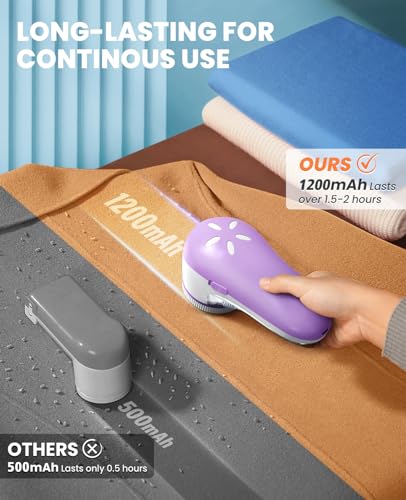POPCHOSE Fabric Shaver, Lint Remover for Clothes, Electric Lint Shaver with 6-Leaf Blades, Sweater Shavers to Remove Pilling for Clothing, Couch, Furniture, Fuzz, Lint Ball, Bobbles, Violet Purple - color: Violet Purple