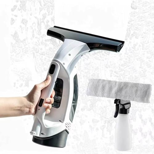Cordless Window Vacuum Squeegee with 150ml Detachable Water Tank, Electric Window Cleaner Handheld Glass Cleaning Tool with Strong Suction for for Mirror, Shower Wall, Tile, Car Glass